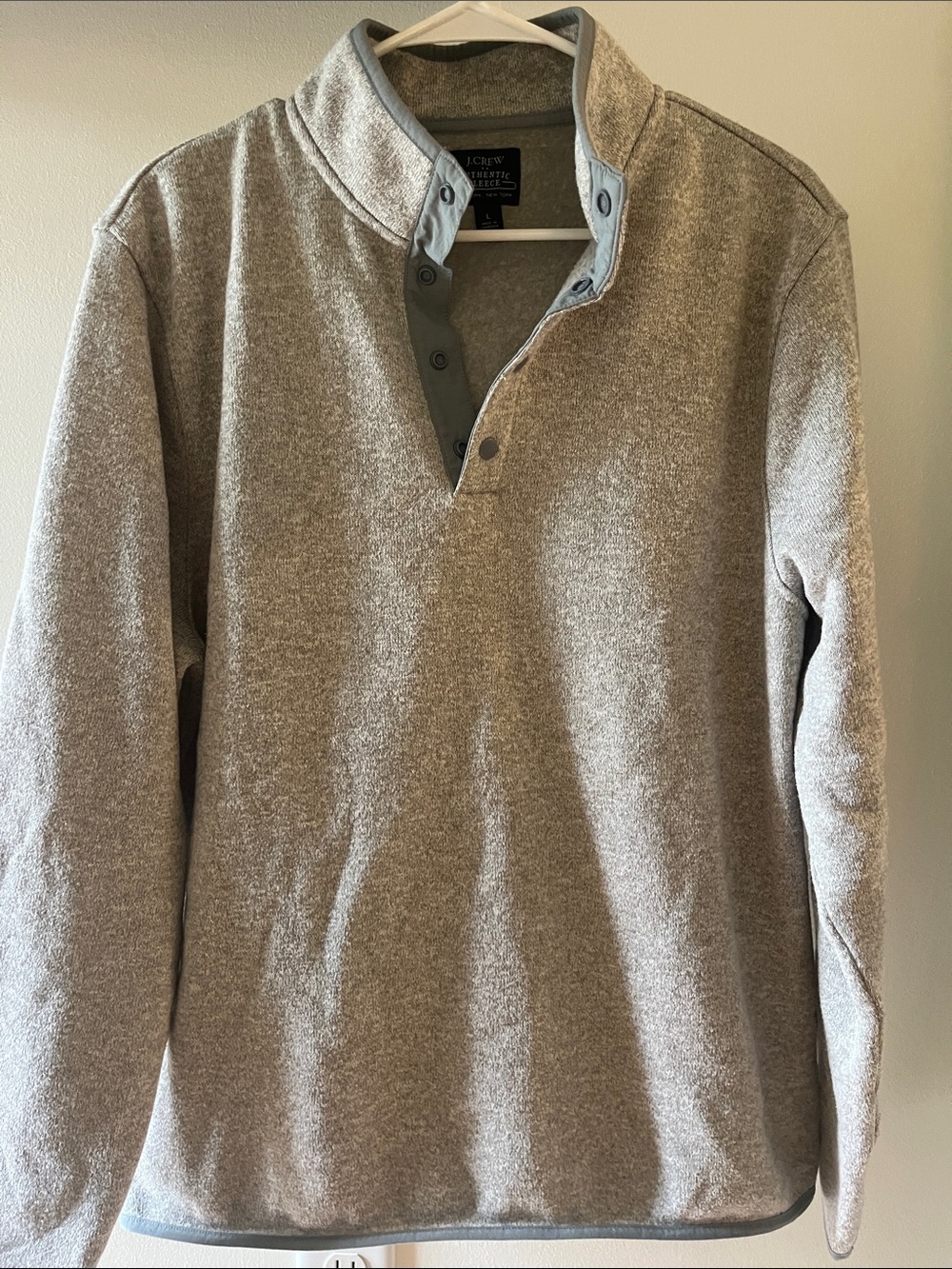 J. Crew Men’s Heathered Grey Snap-Front Pullover